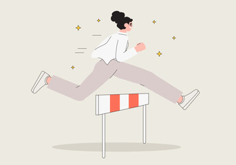 character overcome obstacles to succeed in her work concept. obstacles or motivation to solve proble