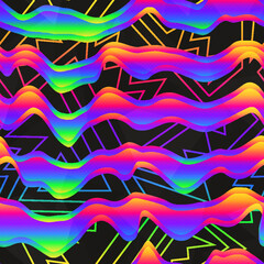 Wall Mural - Spectrum colour waves. Seamless pattern