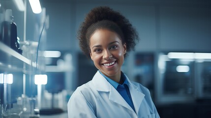 Wall Mural - Young african american woman scientist smiling confident at laboratory