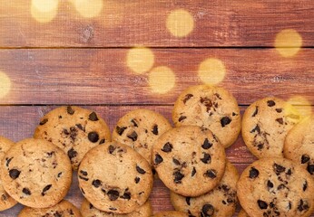 Canvas Print - Chocolate chip tasty sweet cookies on desk