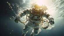 An Astronaut Hovering In Zero Gravity Somewhere In Another Galaxy, Studying Cosmic Phenomena And Life On Other Planets. Generative AI