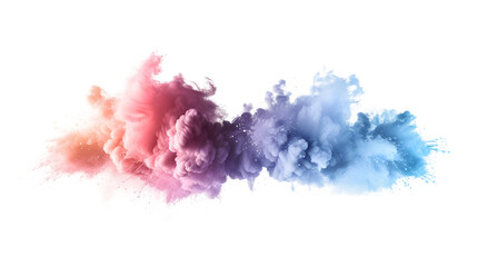 Poster - a colorful holographic abstract composition, featuring a spray of ink in red, blue, and pink colors against