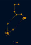 Fototapeta Paryż - Leo zodiac constellation. Astronomical symbol horoscope. Minimalist style astrological sign vector illustration.