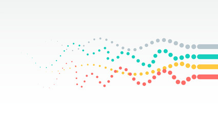 Leinwandbilder - Vector technology background. Big data visualization. Abstract stream information with colorful circles array. Information analytics concept. Filtering machine algorithms. Sorting data.