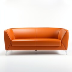 Poster - Stock image of a reception area sofa on a white background, stylish, comfortable seating for guests Generative AI