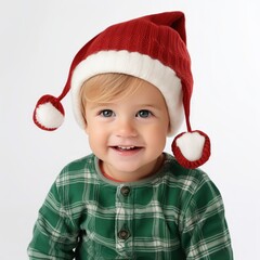 Poster - Stock image of a toddler in a festive outfit on a plain white background Generative AI