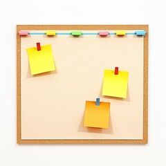 Fototapete - Stock image of an office bulletin board on a white background, informative, display and organization Generative AI