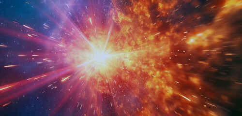 Wall Mural - digital background with a bright and dynamic effect. a fiery explosion of light in the centre
