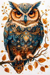 Illustration d'oiseau rapace, hibou