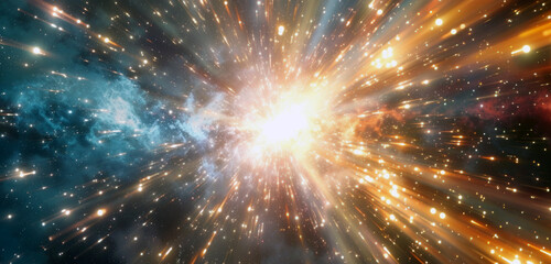 Wall Mural - space digital light tunnel background. background with stripes and dots of motion and energy