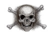 Jolly Roger black and white digital drawing