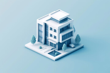 Isometric icon design of modern building.