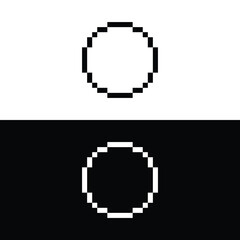 Poster - pixel circle icon. vector pixel art circle 8 bit game logo for company