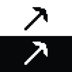 Poster - pixel hammer  icon.  Vector pixel art mining hammer  8 bit game logo for company 