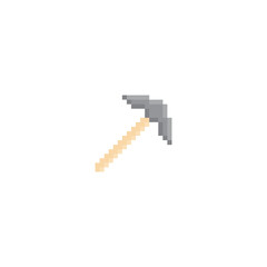 Poster - pixel hammer  icon.  Vector pixel art mining hammer  8 bit game logo for company 