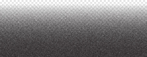 Poster - Noise gradient on transparent background for concept design. Texture vector. Black graphic. Vintage dirty element. Rough, grain dots
