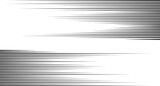 Fototapeta  - Trendy dynamic horizontal speed lines background. Anime style line backdrop. Comics book frame speed lines. Monochrome manga super hero force movement layout. Simple geometric horizontal stripes.