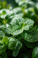 Poster - close up macro of marjoram, food advertising background