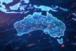 Digital map of Australia, concept of global network and connectivity, data transfer and cyber technology, business exchange, information and telecommunication