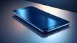 phone with blue background, On a blue surface, a modern smartphone The newest smartphone device with overclocked rendering intricacy on a solid blue platform Ideal for tech reviews or advertisements