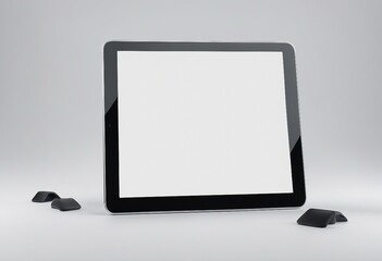 Wall Mural - Tablet computer with blank white screen isolated on white background