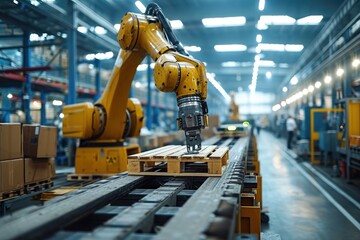 Wall Mural - Industry 4.0 Advancements: Streamlining Manufacturing with Industrial Robots and Automation, Advanced Automation Robotics in Action - Streamlining Manufacturing and Logistics