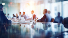 Blur Background Of An Office Meeting With A Working Group Of Business People