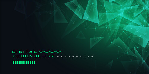 Technology digital futuristic internet network connection black green background, dark abstract cyber information communication, Ai big data science, innovation future tech line illustration vector 3d
