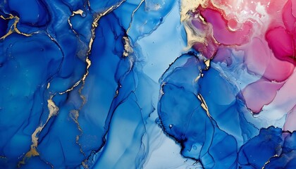 Wall Mural - blue Alcohol ink colours transition