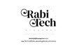 Rabi Tech premium luxury elegant alphabet letters and numbers. Elegant wedding typography classic serif font decorative vintage retro. Creative vector illustration