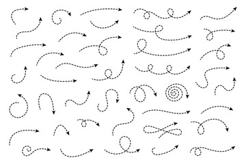 Wall Mural - Curved dotted arrow. Zigzag arrow stripes design with dotted lines.