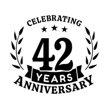 42nd Anniversary Celebration Design Template. 42 Years Vector And Illustration.
