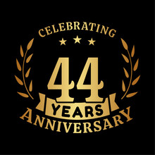 44th Anniversary Celebration Design Template. 44 Years Vector And Illustration.
