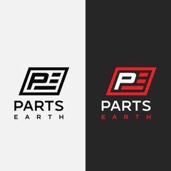 Poster - PE or EP abstract letter logo. Awesome artistic branding company different colors illustration icon or monogram design.