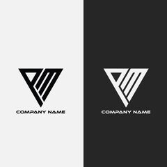 Poster - PM triangle logo  design and PM letter logo