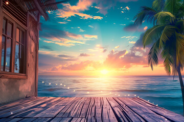 Wall Mural - sunset on the beach