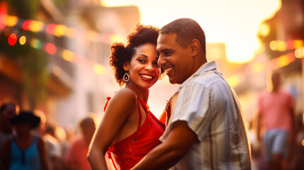 portrait Cuban salsa performed by Cuban couple in a traditional festive street in Cuba, blurred background --ar 16:9 --stylize 50 Job ID: bc1ef10d-9b24-4e2b-93c0-1fced16e6991