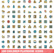 © ylivdesign - 100 children playroom icons set. Color line set of children playroom vector icons thin line color flat on white