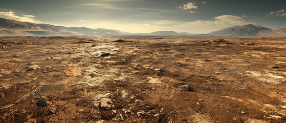 Wall Mural - Barren Landscape With Distant Mountains