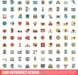 © ylivdesign - 100 internet icons set. Color line set of internet vector icons thin line color flat on white