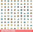 © ylivdesign - 100 people icons set. Color line set of people vector icons thin line color flat on white
