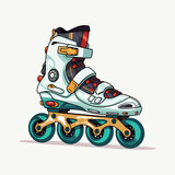 Fototapeta Pokój dzieciecy - Rollerblades,simple,minimalism,flat color,vector illustration,thick outlined,white background