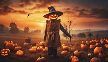 Halloween Witch With Pumpkin