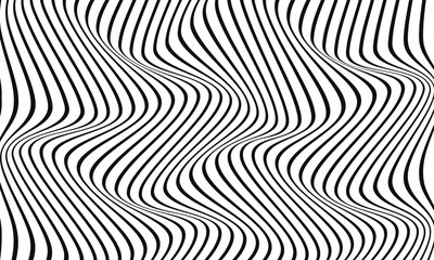 Poster - abstract seamless vertical black wave line pattern.