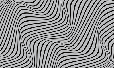 Poster - abstract seamless vertical black wave line pattern on grey.