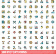 © ylivdesign - 100 victory icons set. Color line set of victory vector icons thin line color flat on white