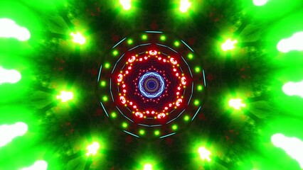 Wall Mural - Circular animation with blue and red lights. Kaleidoscope VJ loop.