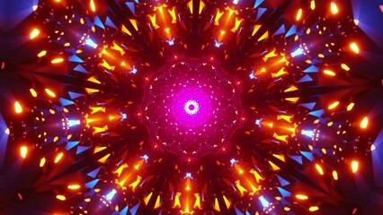 Sticker - Colorful abstract animation of flower. Kaleidoscope VJ loop.