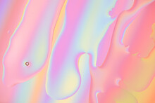 Iridescent Colorful Abstract Background With Bubbles, Fluid Texture Pastel Tones Curvy Wavy Good Vibes