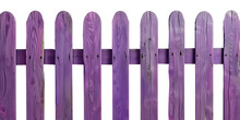 An Old Purple Wooden Fence, Transparent Or Isolated On White Background